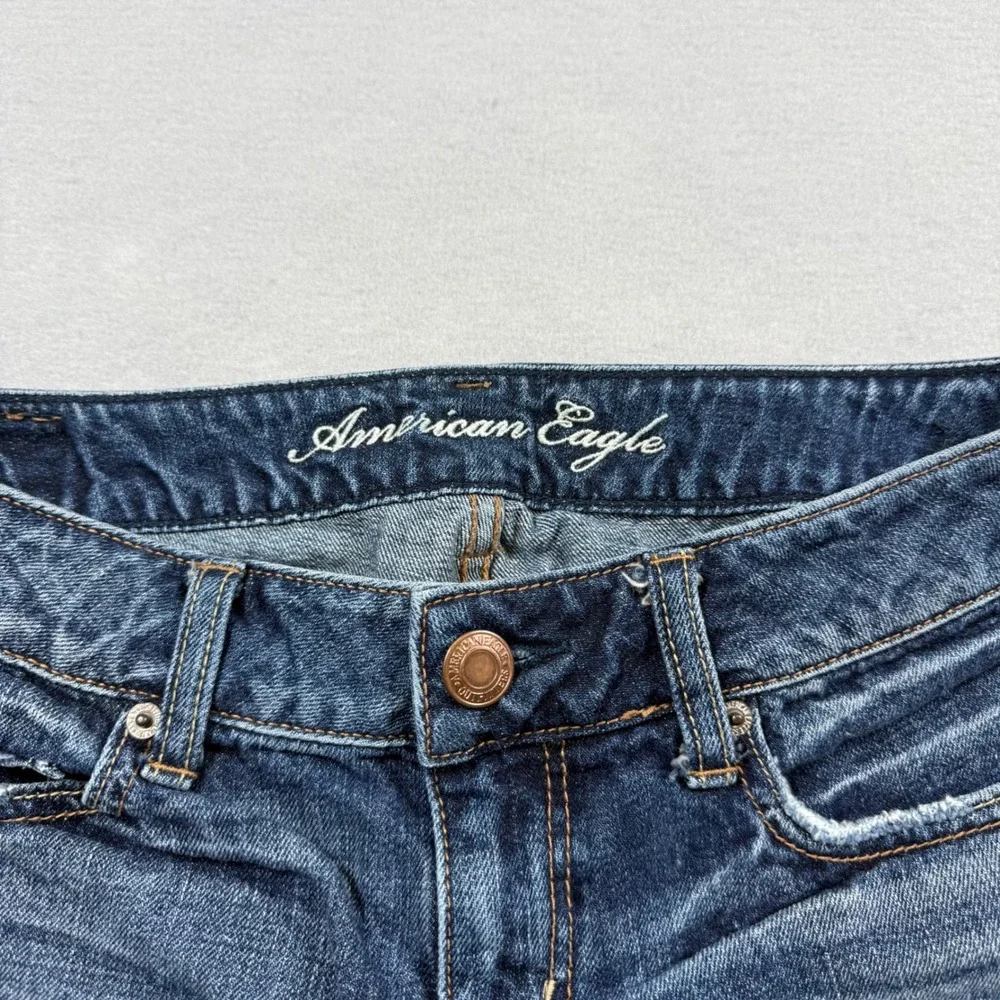 American Eagle AE Low Rise Micro Denim Shorts 4 Cut-Off Distressed Y2K Festival